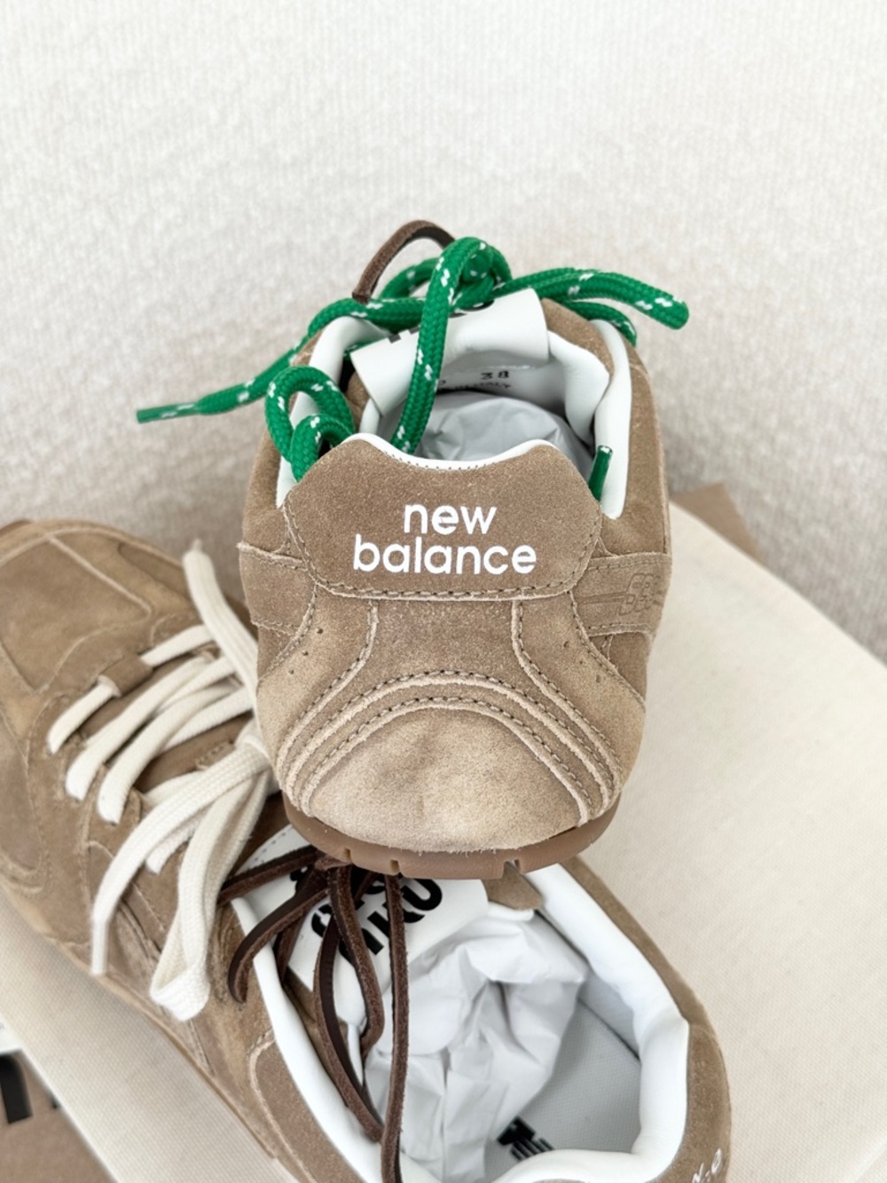 ✨NEW✨MIU MIU Women’s New Balance X Miu Miu 530 SL Suede Sneakers - Ecru / EU 38 - Picture 12 of 16